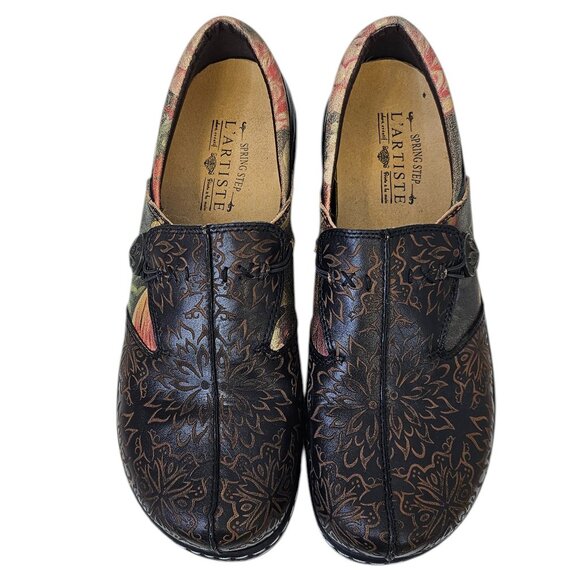 L' Artiste by Springstep Womens Leather Floral Clogs, Slip On Shoes, 41/ 9.5-10 - Picture 9 of 11